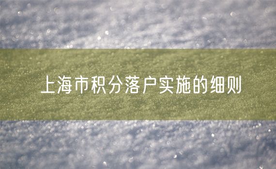 上海市积分落户实施的细则