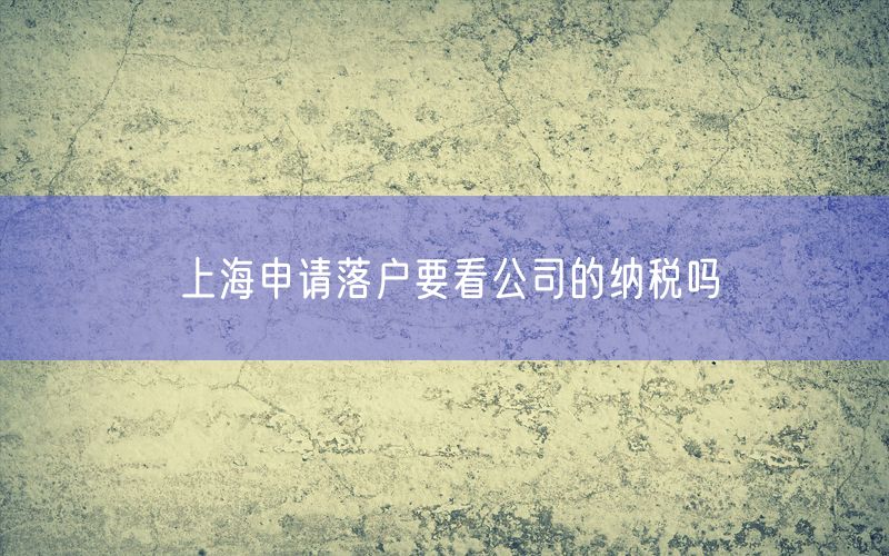 上海申请落户要看公司的纳税吗