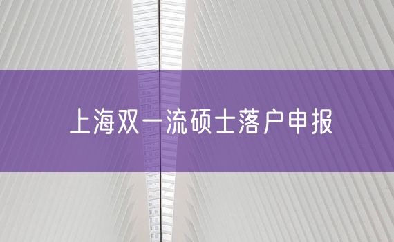 上海双一流硕士落户申报
