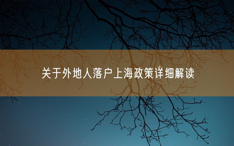 关于外地人落户上海政策详细解读