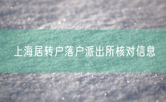 上海居转户落户派出所核对信息