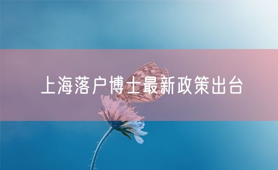 上海落户博士最新政策出台