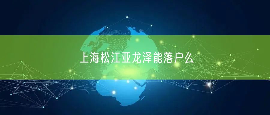 上海松江亚龙泽能落户么