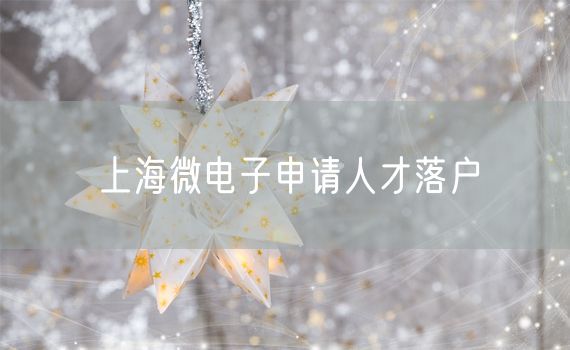 上海微电子申请人才落户