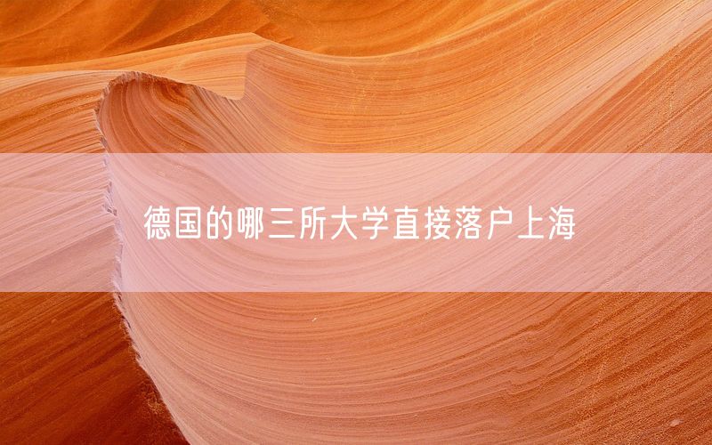 德国的哪三所大学直接落户上海