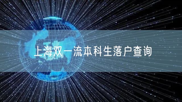 上海双一流本科生落户查询