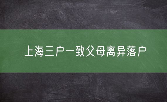 上海三户一致父母离异落户