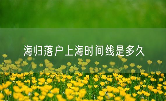 海归落户上海时间线是多久