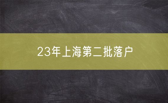 23年上海第二批落户