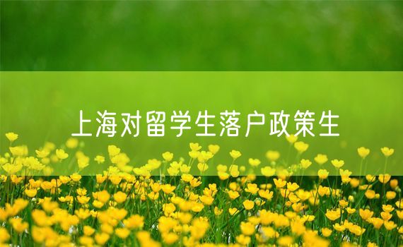 上海对留学生落户政策生