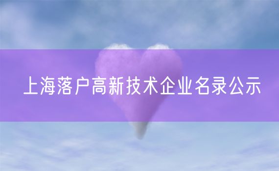 上海落户高新技术企业名录公示