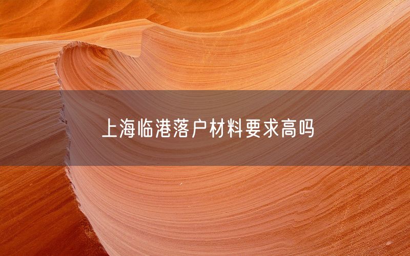 上海临港落户材料要求高吗