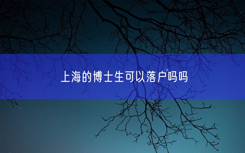 上海的博士生可以落户吗吗