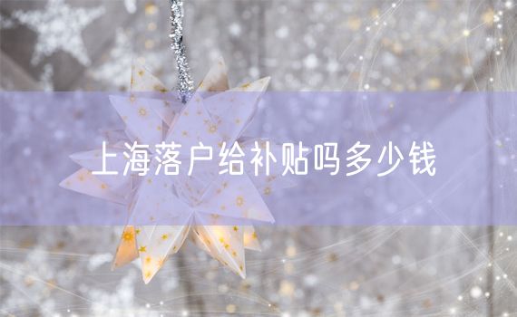上海落户给补贴吗多少钱