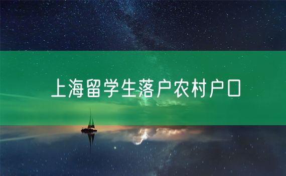 上海留学生落户农村户口