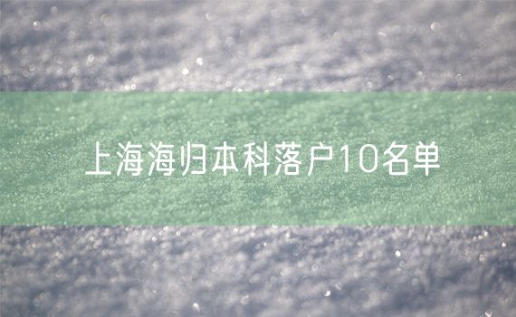 上海海归本科落户10名单