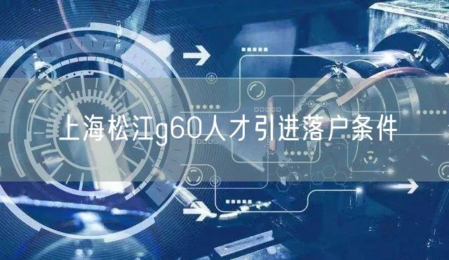 上海松江g60人才引进落户条件
