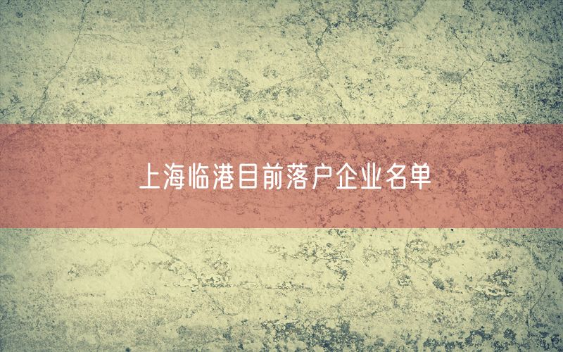 上海临港目前落户企业名单