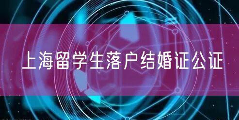 上海留学生落户结婚证公证