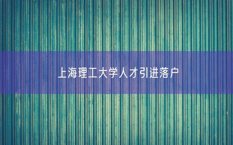 上海理工大学人才引进落户