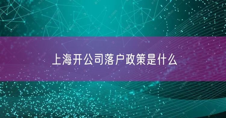 上海开公司落户政策是什么