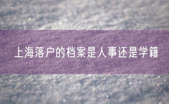 上海落户的档案是人事还是学籍