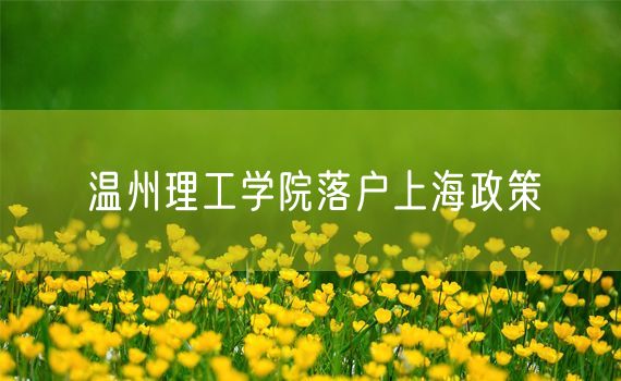 温州理工学院落户上海政策