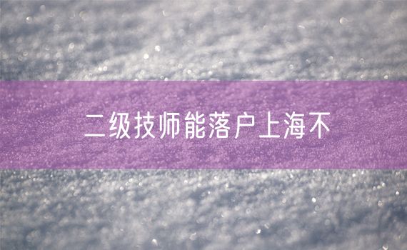 二级技师能落户上海不