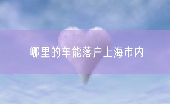 哪里的车能落户上海市内