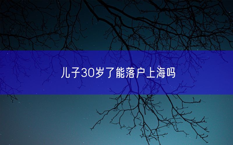 儿子30岁了能落户上海吗