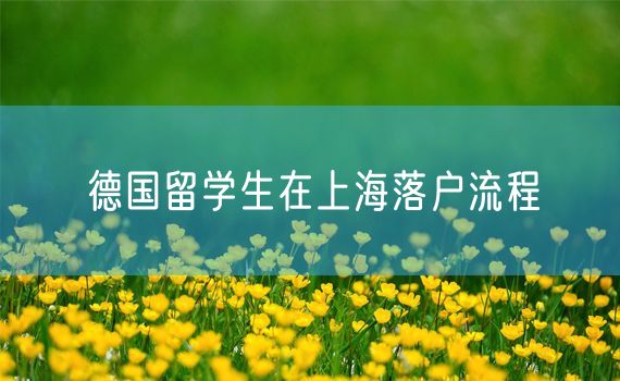 德国留学生在上海落户流程