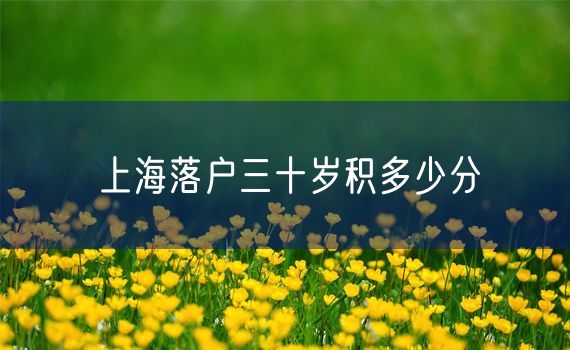 上海落户三十岁积多少分