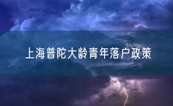 上海普陀大龄青年落户政策