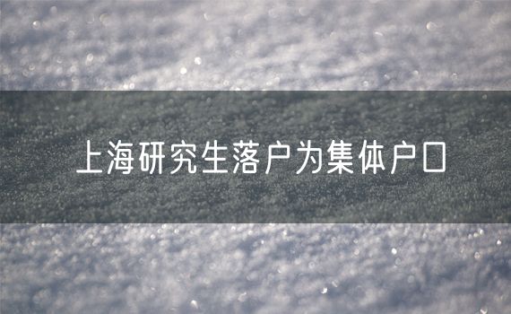 上海研究生落户为集体户口