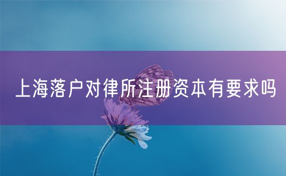 上海落户对律所注册资本有要求吗