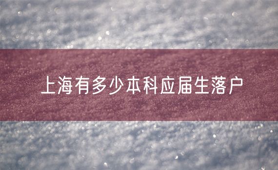 上海有多少本科应届生落户