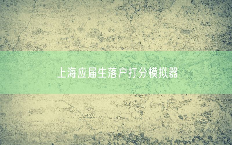 上海应届生落户打分模拟器