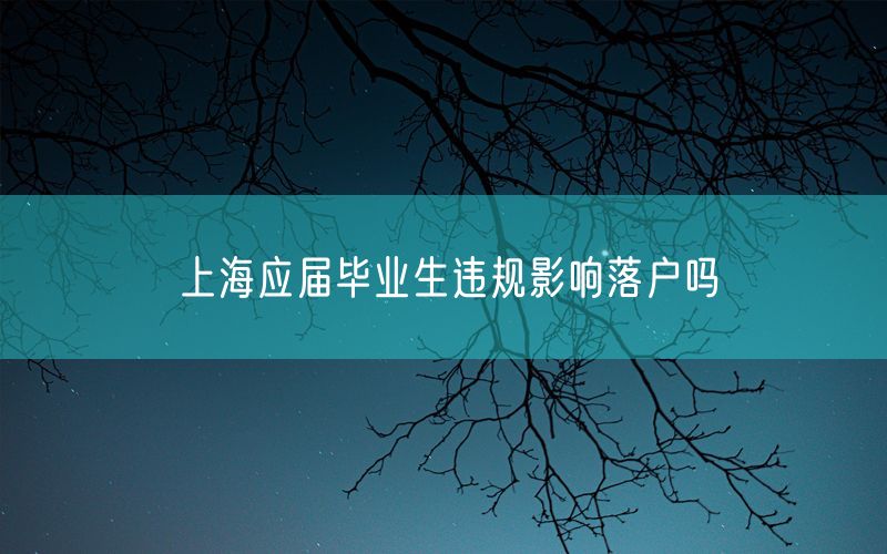 上海应届毕业生违规影响落户吗