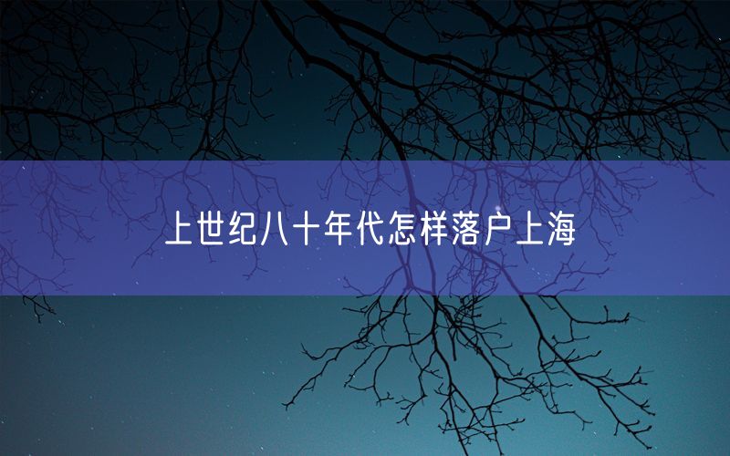 上世纪八十年代怎样落户上海
