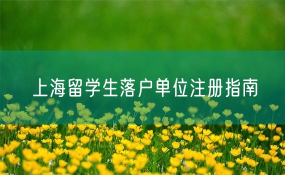 上海留学生落户单位注册指南