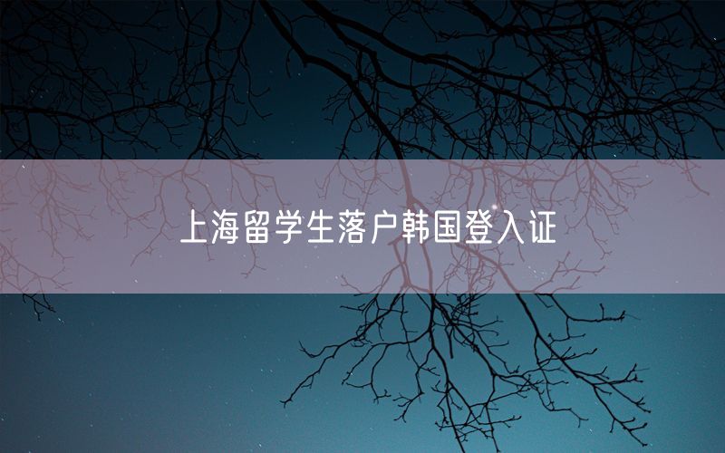 上海留学生落户韩国登入证