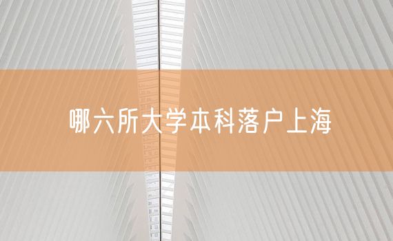 哪六所大学本科落户上海