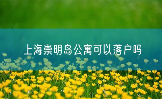 上海崇明岛公寓可以落户吗