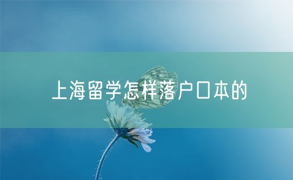 上海留学怎样落户口本的