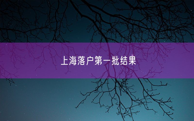 上海落户第一批结果