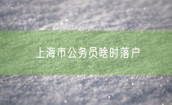上海市公务员啥时落户