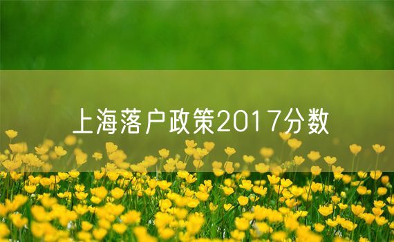上海落户政策2017分数