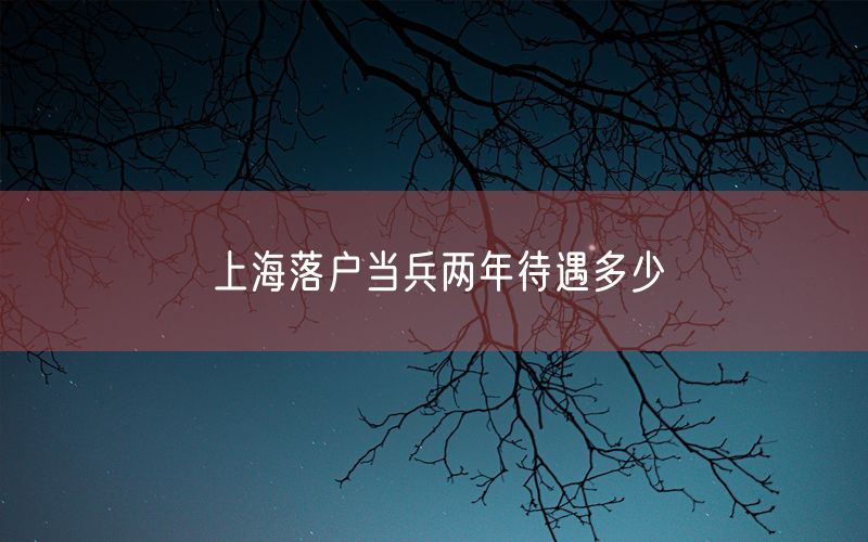 上海落户当兵两年待遇多少