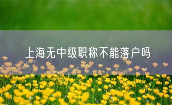 上海无中级职称不能落户吗