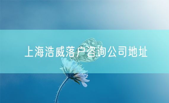 上海浩威落户咨询公司地址